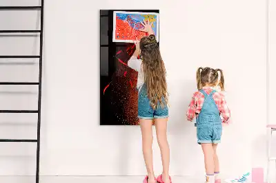 Magnetisch en uitwisbaar glazen wandbord met print van hete pepers