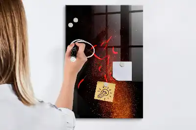 Magnetisch en uitwisbaar glazen wandbord met print van hete pepers