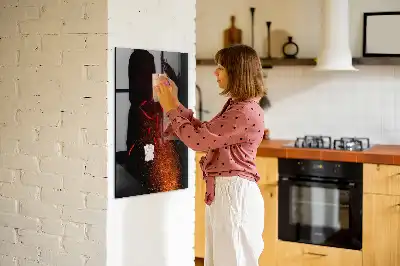 Magnetisch en uitwisbaar glazen wandbord met print van hete pepers