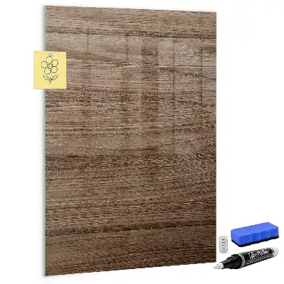 Decoratief glazen wandbord beschrijfbaar en magnetisch in de kleur nieuw hout
