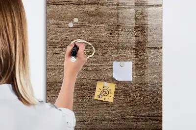 Decoratief glazen wandbord beschrijfbaar en magnetisch in de kleur nieuw hout