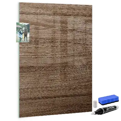 Decoratief glazen wandbord beschrijfbaar en magnetisch in de kleur nieuw hout