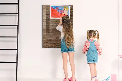 Decoratief glazen wandbord beschrijfbaar en magnetisch in de kleur nieuw hout