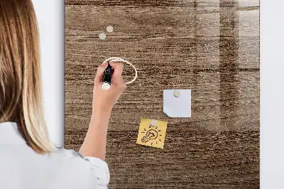 Decoratief glazen wandbord beschrijfbaar en magnetisch in de kleur nieuw hout