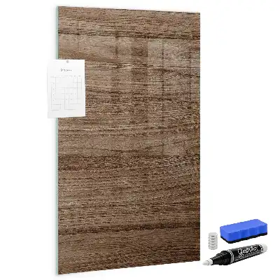 Decoratief glazen wandbord beschrijfbaar en magnetisch in de kleur nieuw hout