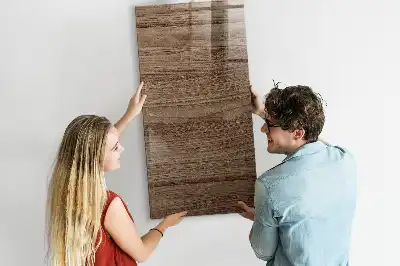 Decoratief glazen wandbord beschrijfbaar en magnetisch in de kleur nieuw hout