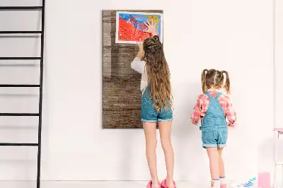 Decoratief glazen wandbord beschrijfbaar en magnetisch in de kleur nieuw hout