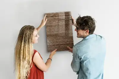 Decoratief glazen wandbord beschrijfbaar en magnetisch in de kleur nieuw hout