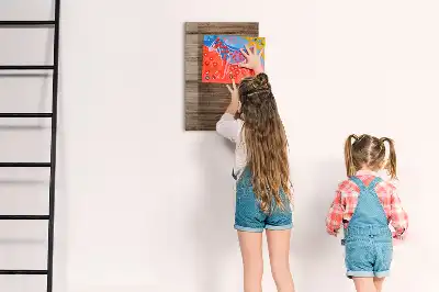 Decoratief glazen wandbord beschrijfbaar en magnetisch in de kleur nieuw hout