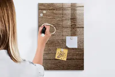 Decoratief glazen wandbord beschrijfbaar en magnetisch in de kleur nieuw hout