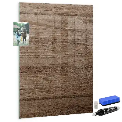 Decoratief glazen wandbord beschrijfbaar en magnetisch in de kleur nieuw hout