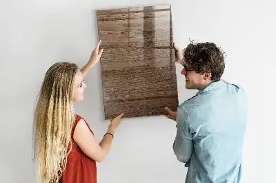 Decoratief glazen wandbord beschrijfbaar en magnetisch in de kleur nieuw hout