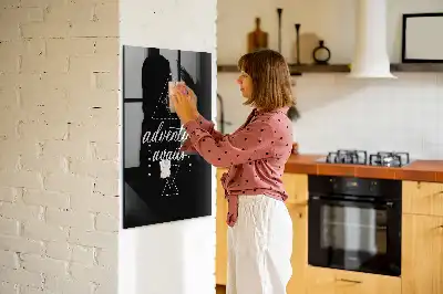 Decoratief glazen wandbord beschrijfbaar en magnetisch ontwerp Avontuur