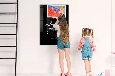 Decoratief glazen wandbord beschrijfbaar en magnetisch ontwerp Avontuur