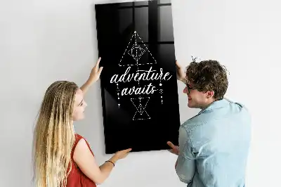 Decoratief glazen wandbord beschrijfbaar en magnetisch ontwerp Avontuur
