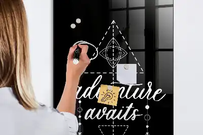 Decoratief glazen wandbord beschrijfbaar en magnetisch ontwerp Avontuur