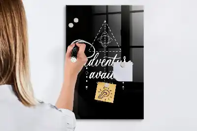 Decoratief glazen wandbord beschrijfbaar en magnetisch ontwerp Avontuur