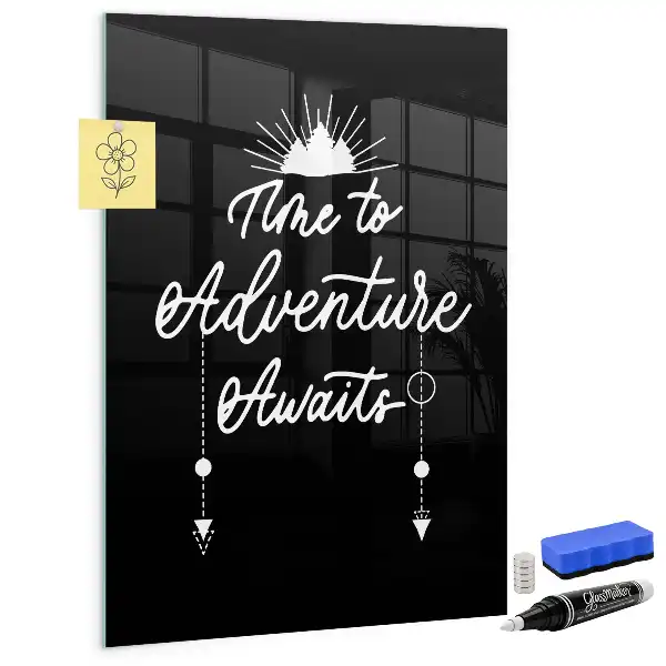 Magnetisch glazen wandbord uitwisbaar met motief Avontuur