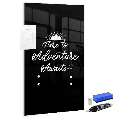 Magnetisch glazen wandbord uitwisbaar met motief Avontuur