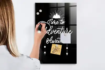 Magnetisch glazen wandbord uitwisbaar met motief Avontuur
