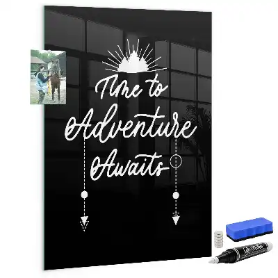 Magnetisch glazen wandbord uitwisbaar met motief Avontuur