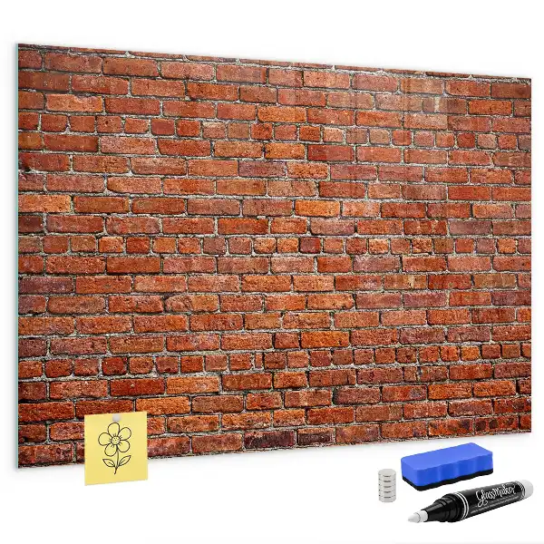 Glazen memobord met print inclusief neodymium magneten oude bakstenen muur