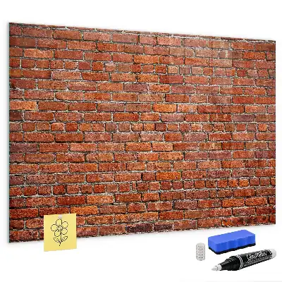 Glazen memobord met print inclusief neodymium magneten oude bakstenen muur