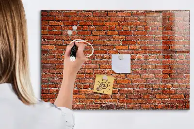 Glazen memobord met print inclusief neodymium magneten oude bakstenen muur