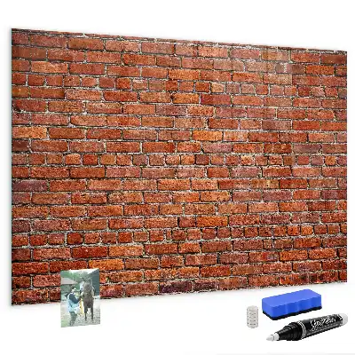 Glazen memobord met print inclusief neodymium magneten oude bakstenen muur