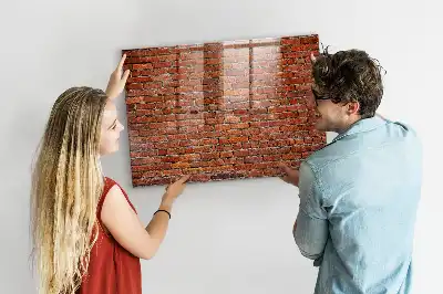 Glazen memobord met print inclusief neodymium magneten oude bakstenen muur
