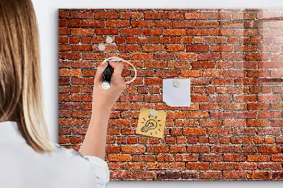 Glazen memobord met print inclusief neodymium magneten oude bakstenen muur