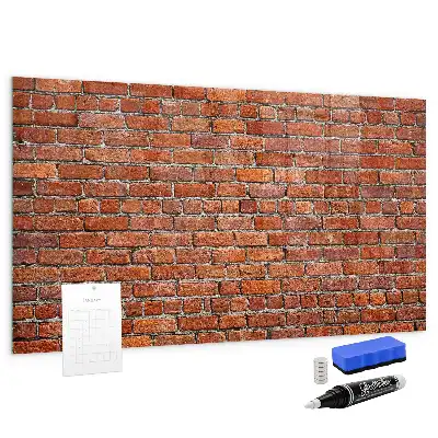 Glazen memobord met print inclusief neodymium magneten oude bakstenen muur