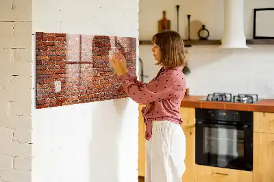 Glazen memobord met print inclusief neodymium magneten oude bakstenen muur