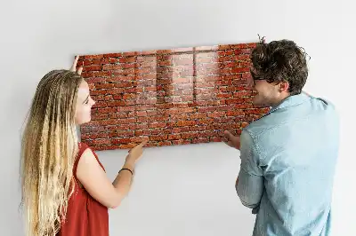 Glazen memobord met print inclusief neodymium magneten oude bakstenen muur