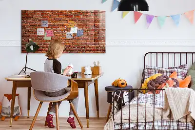 Glazen memobord met print inclusief neodymium magneten oude bakstenen muur