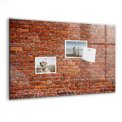 Glazen memobord met print inclusief neodymium magneten oude bakstenen muur