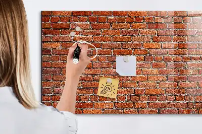 Glazen memobord met print inclusief neodymium magneten oude bakstenen muur