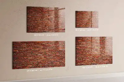 Glazen memobord met print inclusief neodymium magneten oude bakstenen muur