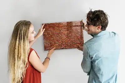Glazen memobord met print inclusief neodymium magneten oude bakstenen muur
