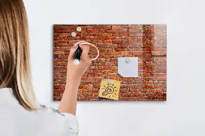 Glazen memobord met print inclusief neodymium magneten oude bakstenen muur