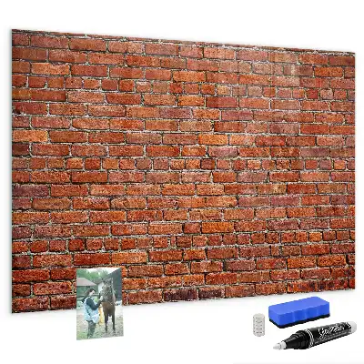 Glazen memobord met print inclusief neodymium magneten oude bakstenen muur