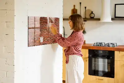 Glazen memobord met print inclusief neodymium magneten oude bakstenen muur