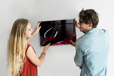 Glazen memobord met print met wijn-motief inclusief neodymium magneten