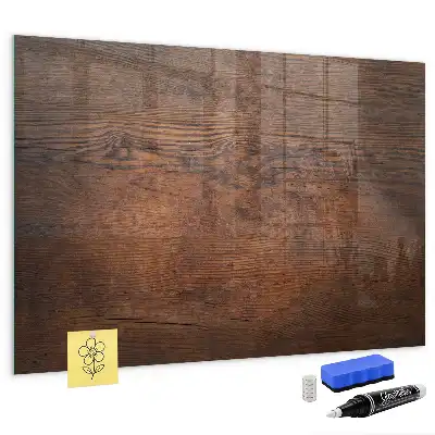 Magnetisch planbord van bedrukt glas met print van oud hout