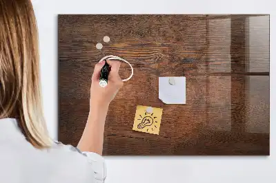 Magnetisch planbord van bedrukt glas met print van oud hout