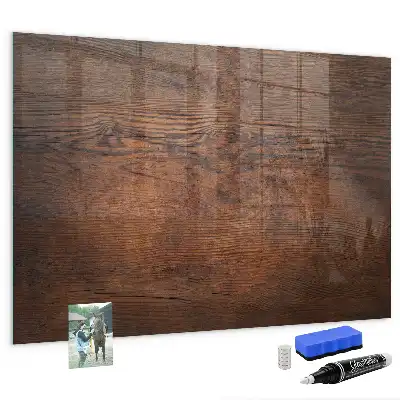Magnetisch planbord van bedrukt glas met print van oud hout