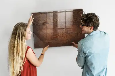 Magnetisch planbord van bedrukt glas met print van oud hout