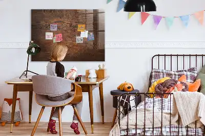 Magnetisch planbord van bedrukt glas met print van oud hout
