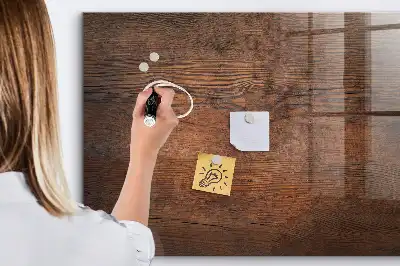 Magnetisch planbord van bedrukt glas met print van oud hout
