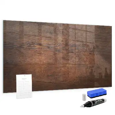 Magnetisch planbord van bedrukt glas met print van oud hout